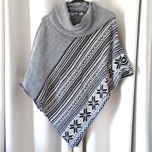 Eight Eight Eight Black & White Fair Isle Poncho